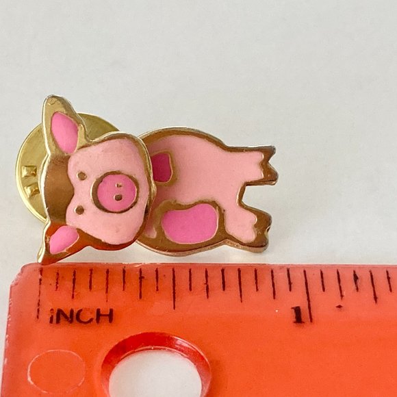 Vintage Articulated Pink Pig Lapel Pin Tie Tac Enamel Moving Head Estate Find - Picture 12 of 12
